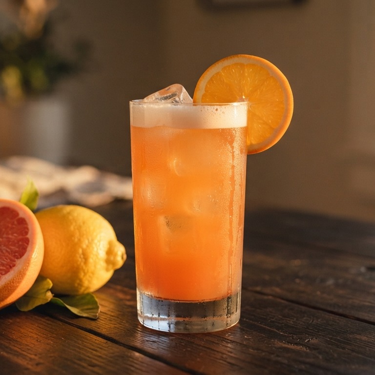 Rum cocktail met citroen, sinaasappel en grapefruitsap