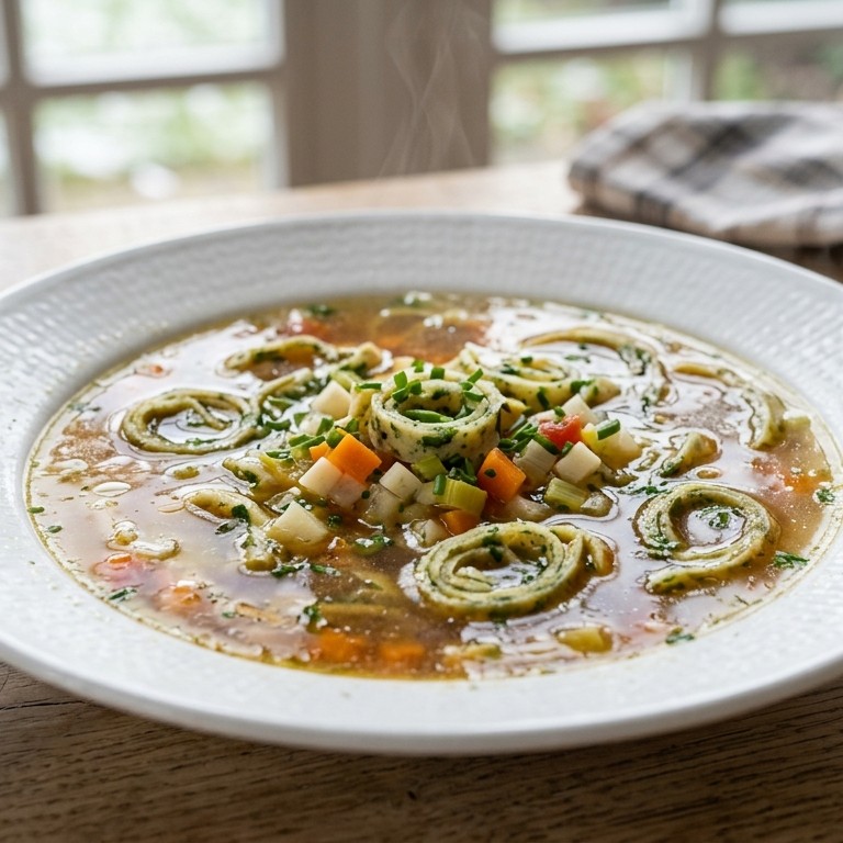 Runderbouillon met kruidenpannenkoek