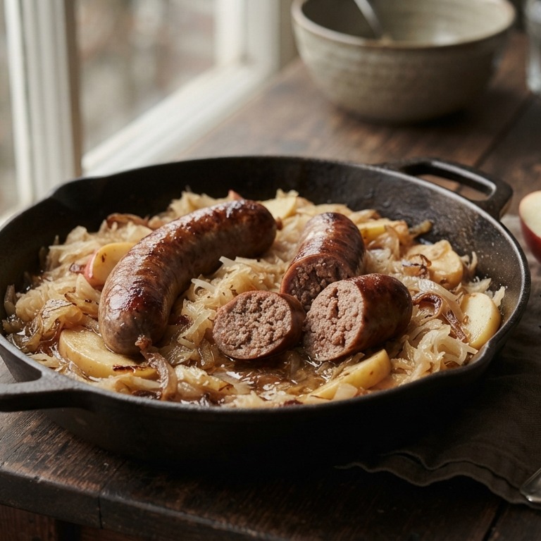Rundersaucijsjes met zuurkool