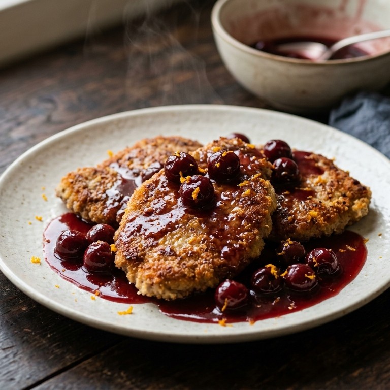 Runderschnitzel met kersensaus