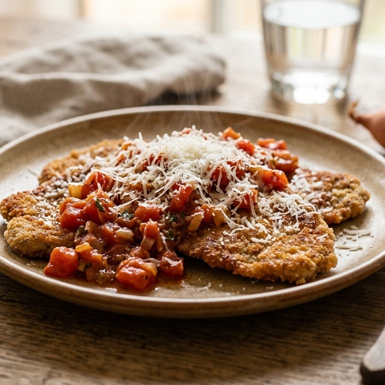 Runderschnitzel met tomatensaus