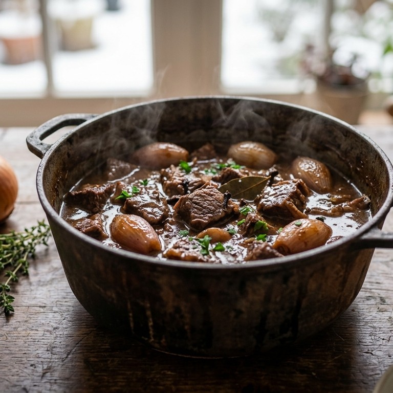 Runderstoofpotje met sjalotten en bier