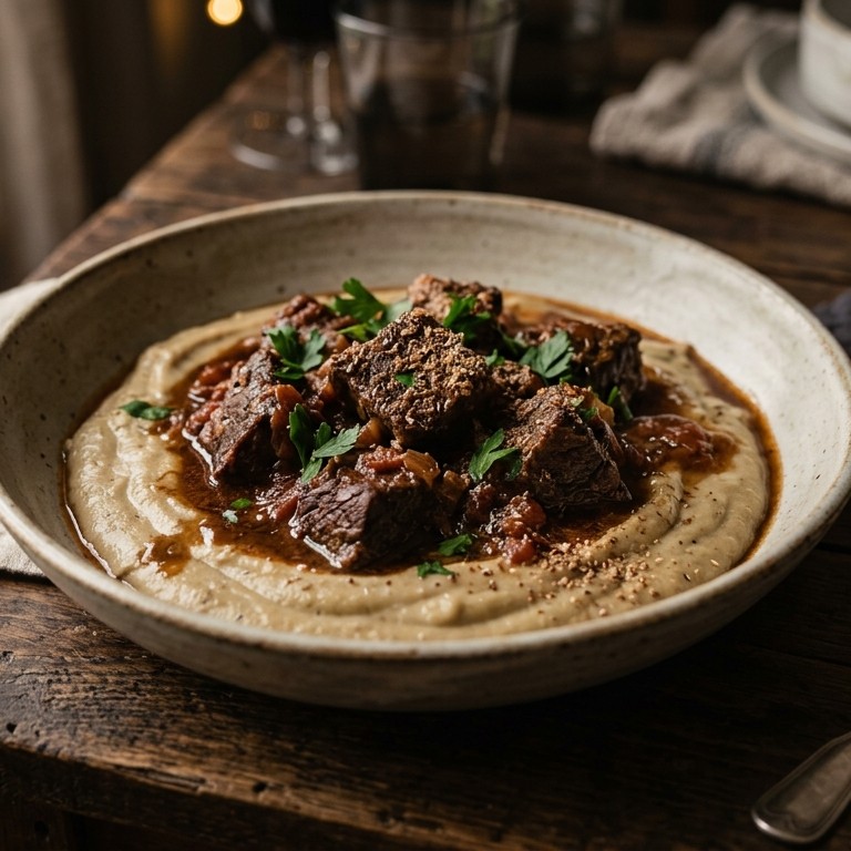 Rundvlees met auberginepuree