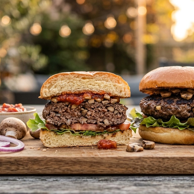 Rundvleesburgers met champignons