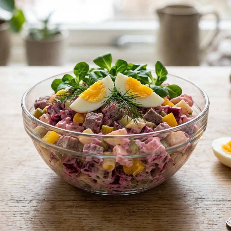 Rundvleessalade met creme fraiche
