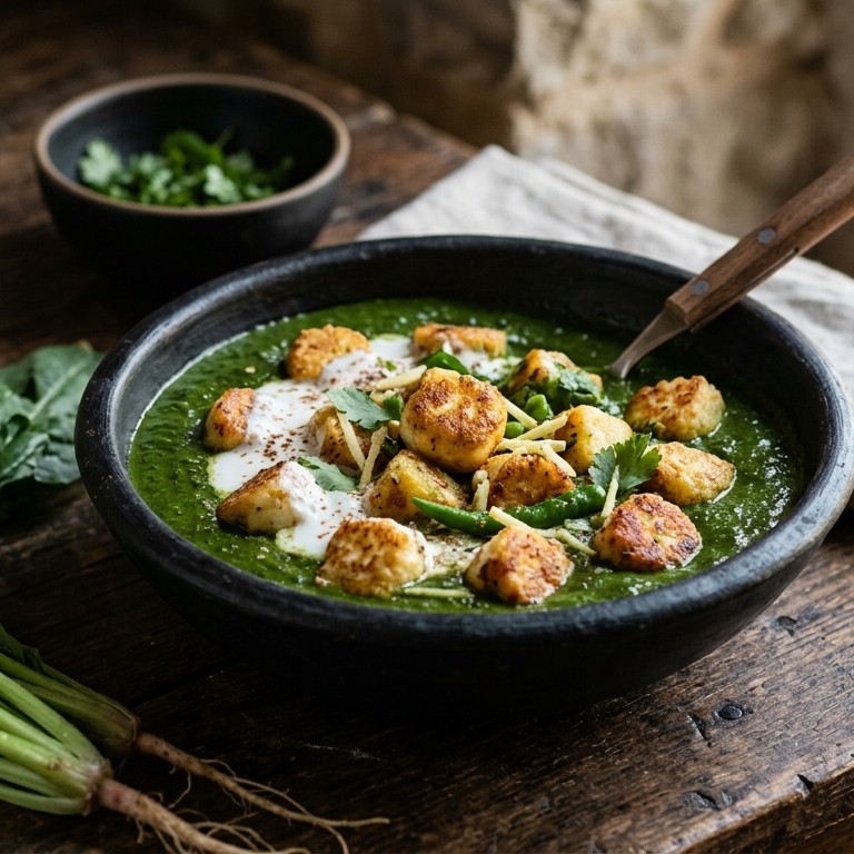 Saag panir (kaasballetjes in spinaziesaus)