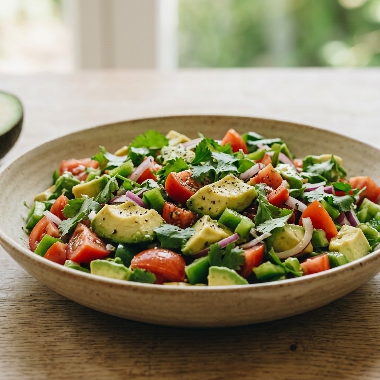 Salade advocado, tomaat, komkommer
