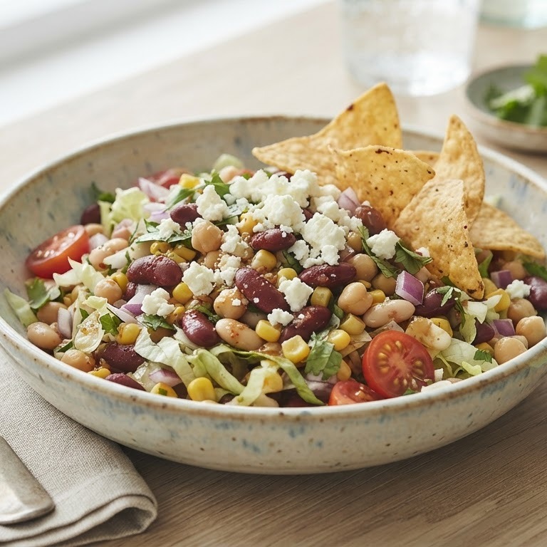 Salade met boontjes feta en tortillaships