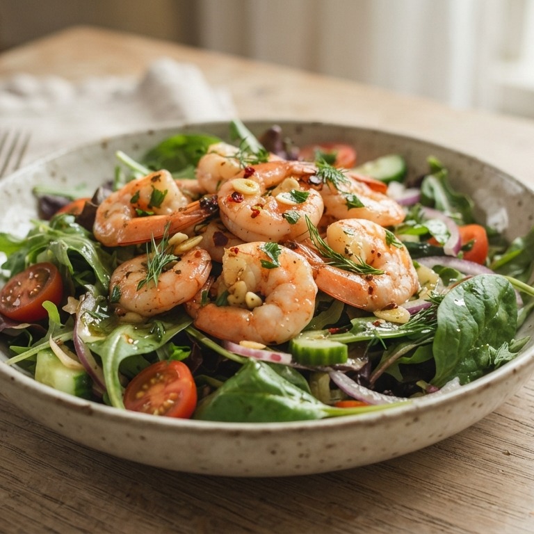 Salade met gebakken garnalen