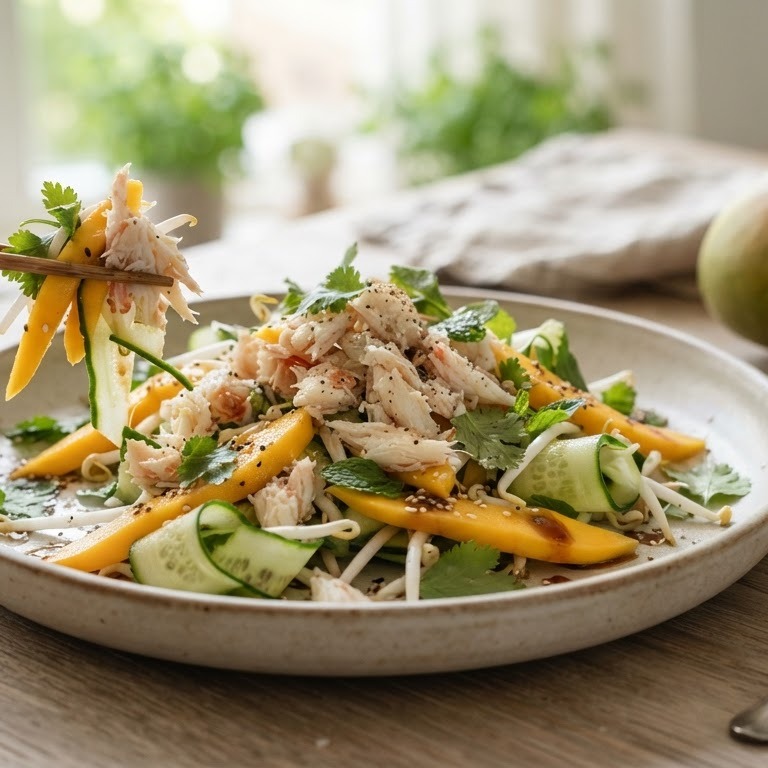 Salade met krab en mango