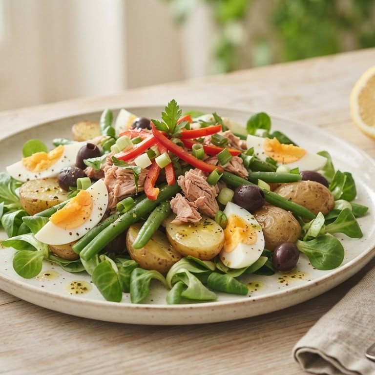 Salade nicoise met sperzieboontjes