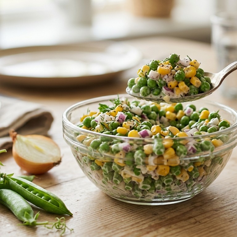 Salade van erwten en ui