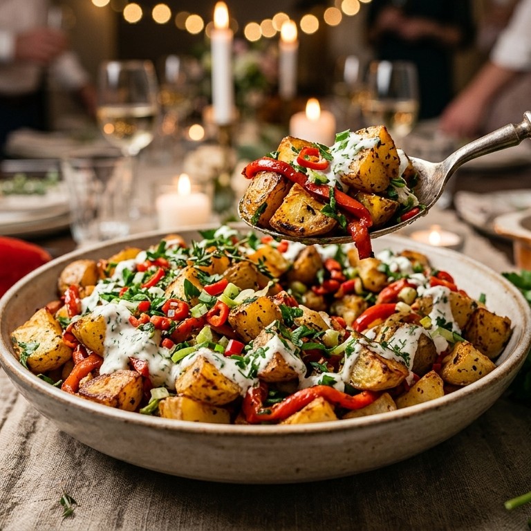 Salade van geroosterde aardappels voor buffet