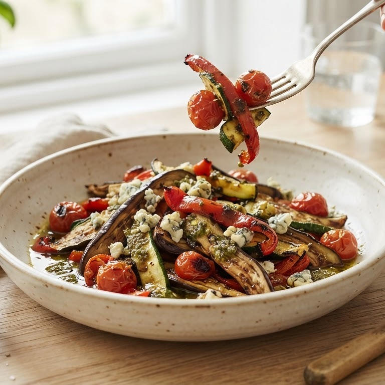 Salade van geroosterde groenten met kerstomaat