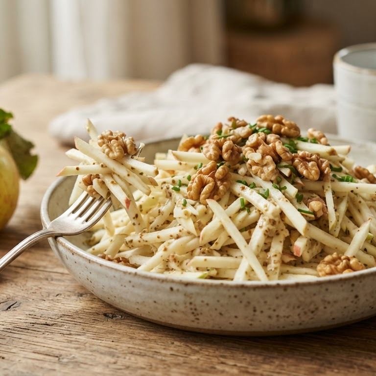 Salade van knolselderij, appels en walnoten