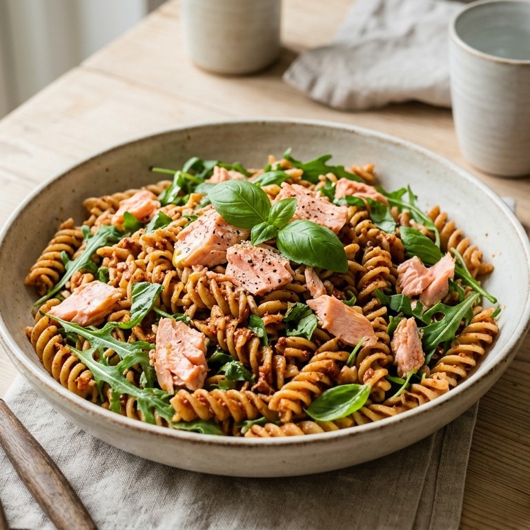 Salade van pasta en zalm