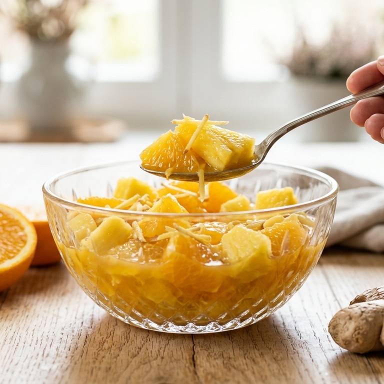 Salade van sinaasappel en ananas met gember