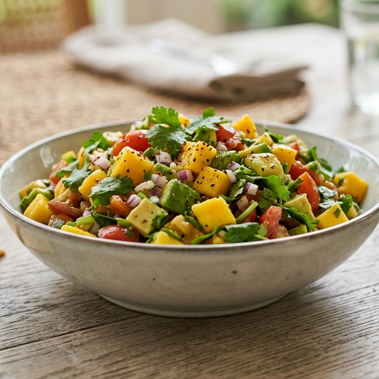 Salsasaus met avocado, tomaat en mango