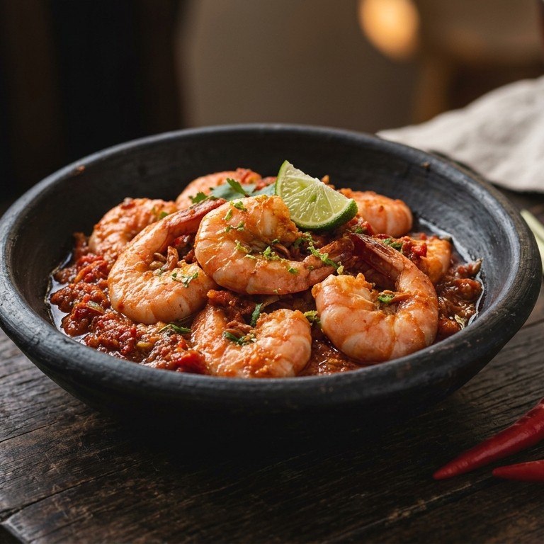 Sambal goreng oedang (pittig gekruide garnalen uit de Javaanse keuken)