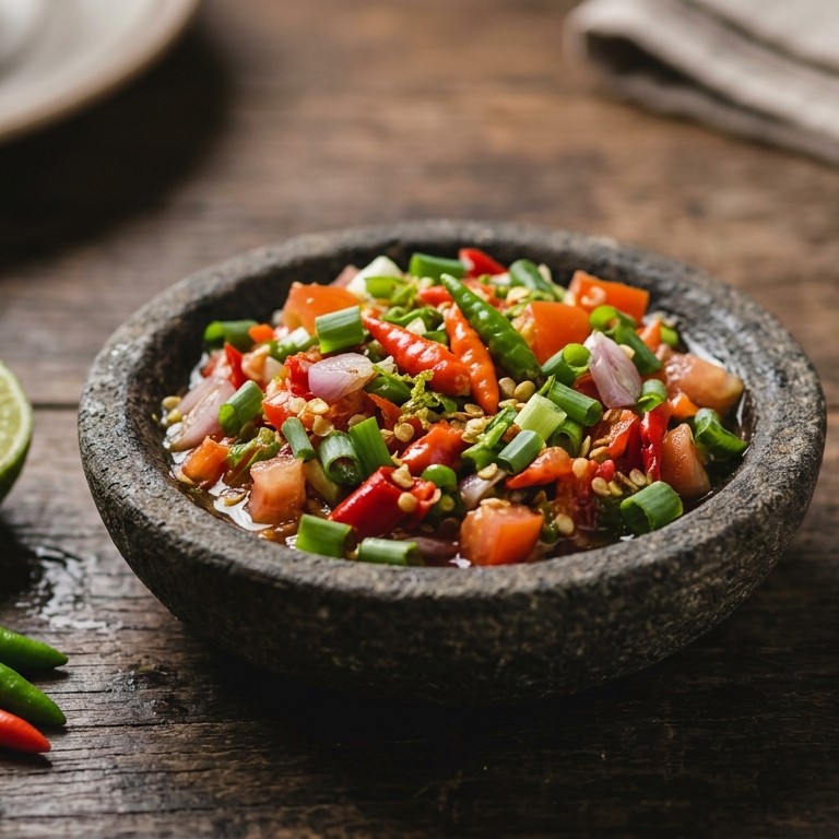Sambal Ini koro (sambal met lente-uitjes)