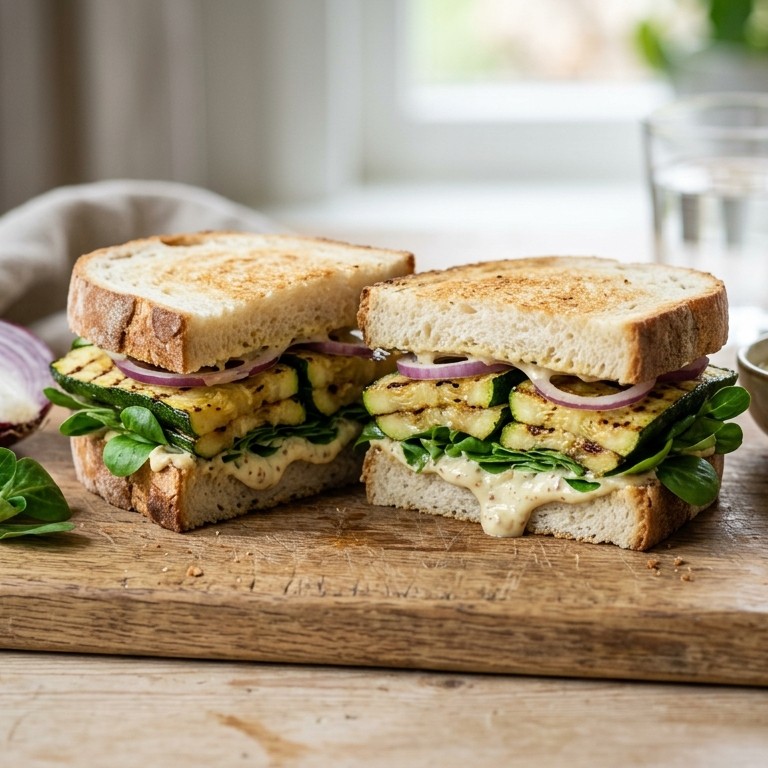 Sandwich courgette met mosterdmayonaise