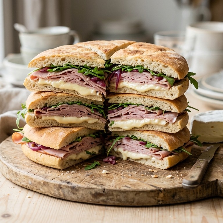 Sandwich met brie en ham voor buffet