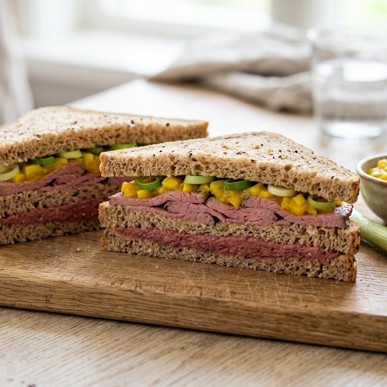 Sandwich met filet américain en rosbief