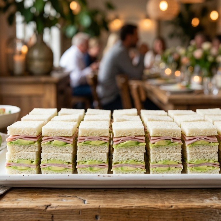 Sandwiches met avocado en ham voor buffet