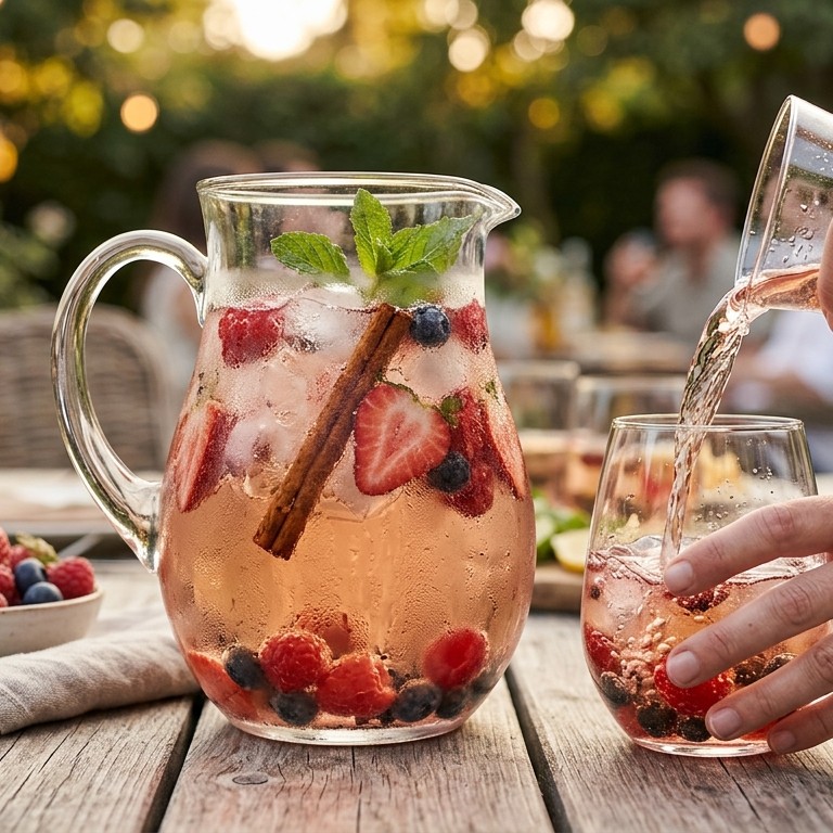 Sangria van rosé en kersenlikeur