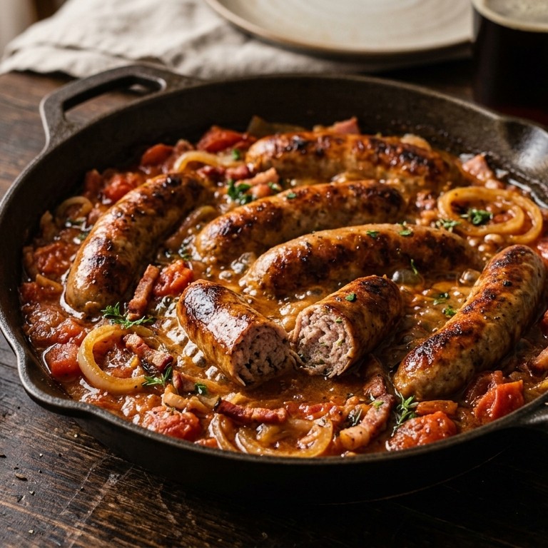 Saucijsjes met tomaat en ui