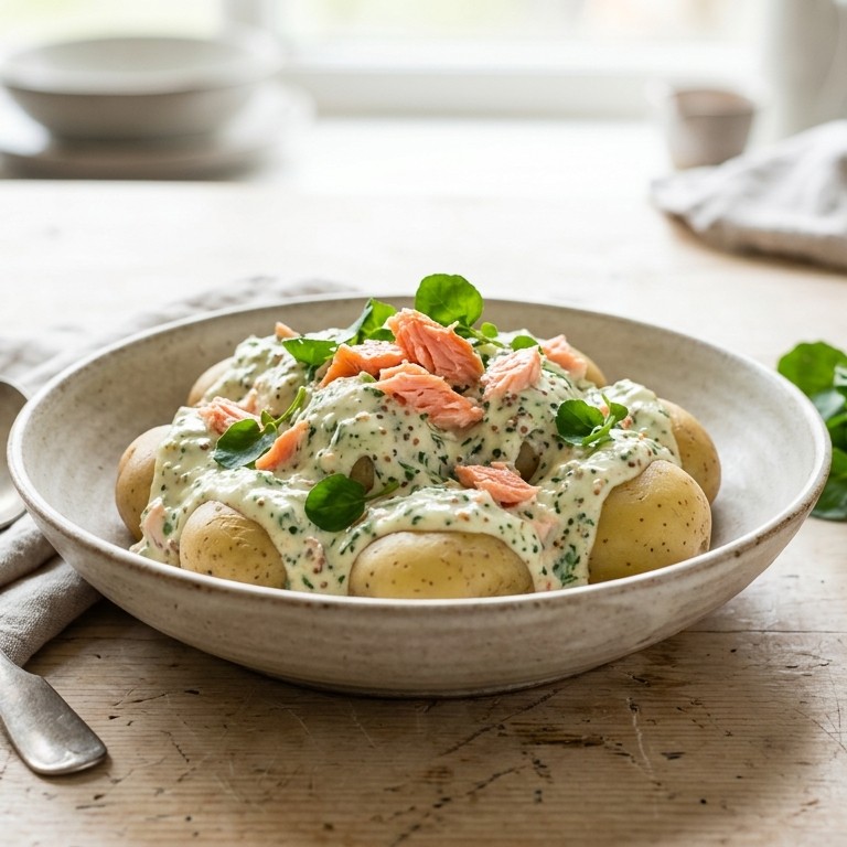Saus met rode zalm en waterkers