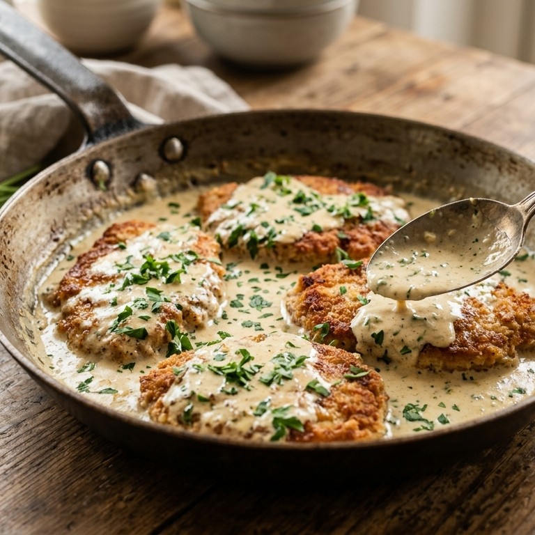 Schnitzels in romige saus