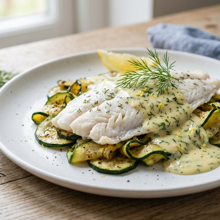 Scholfilet met courgette- en citroensaus