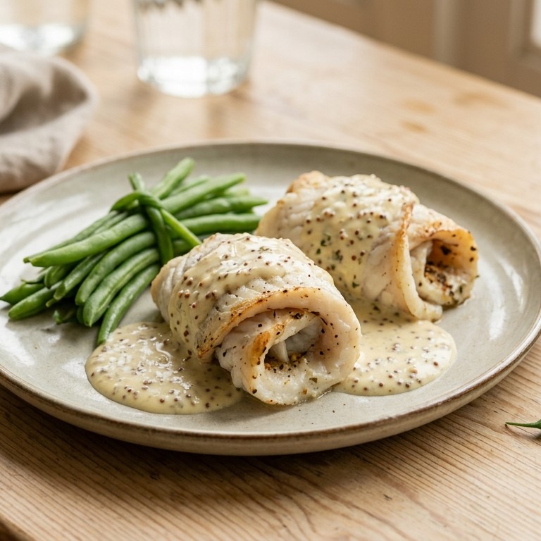 Scholrolletjes met mosterdsaus