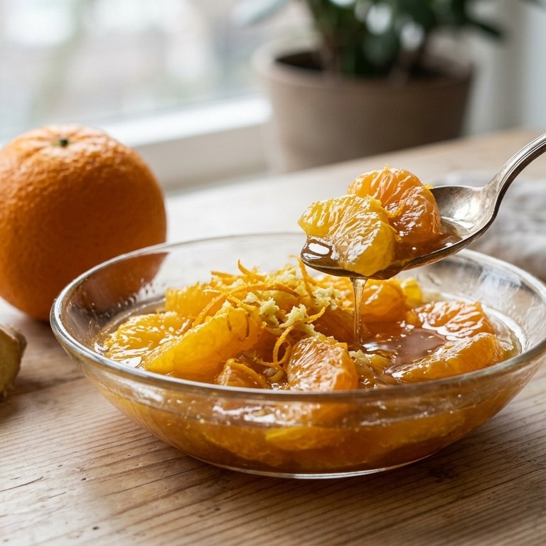 Sinaasappeldessert met gember
