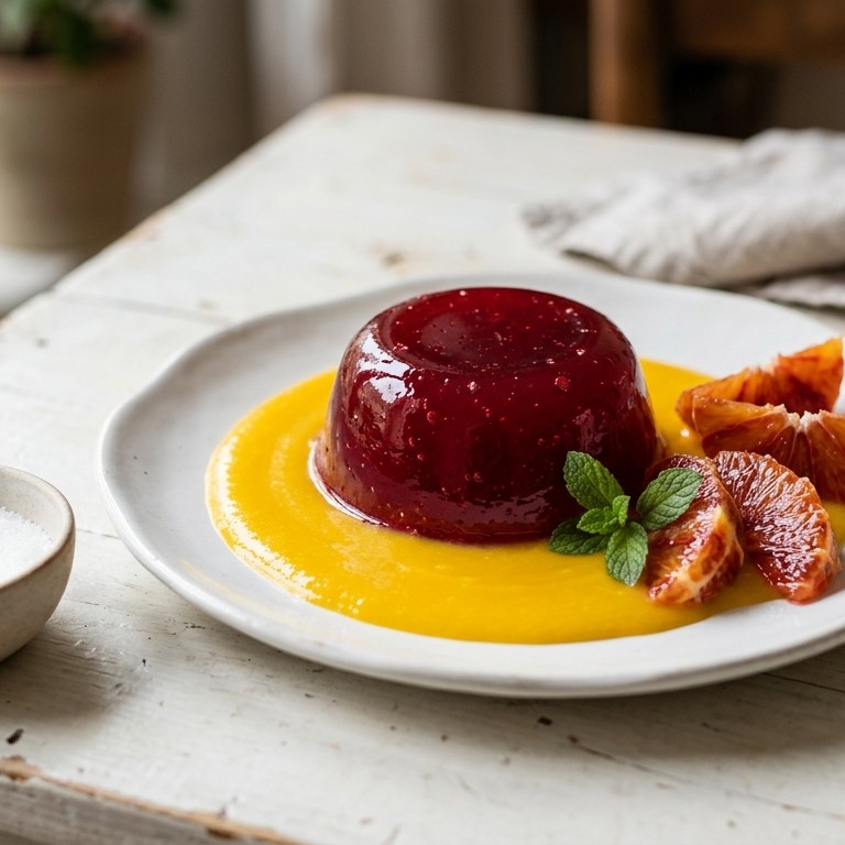 Sinaasappelgelei met mangosaus
