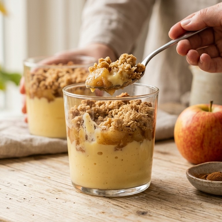 Slank custard met appelkruimel toetje