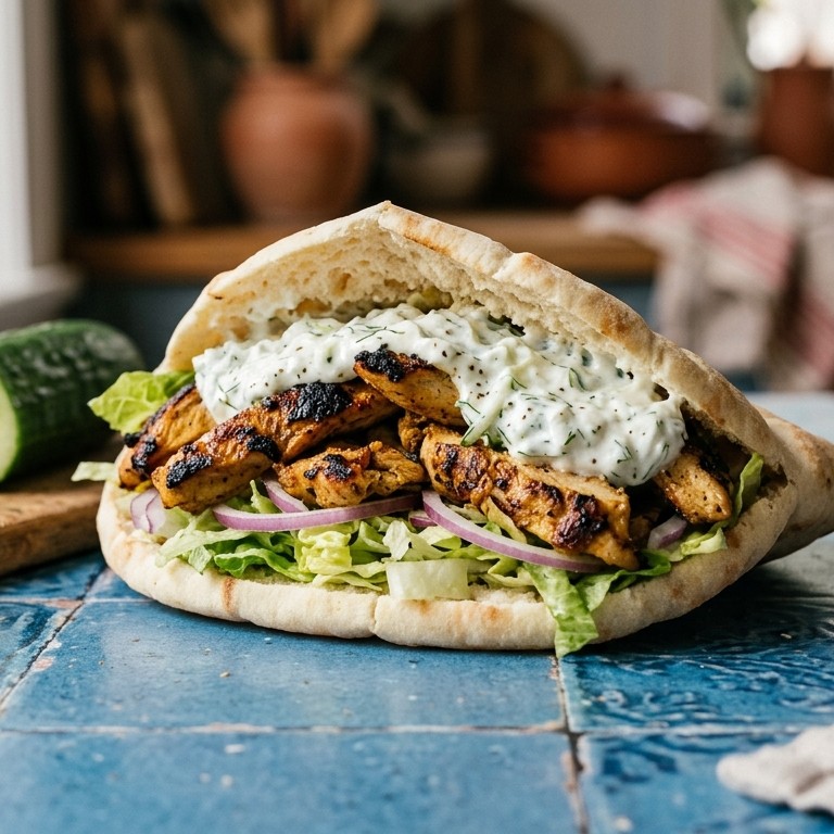 Slanke kipshoarma met tzatzikisaus