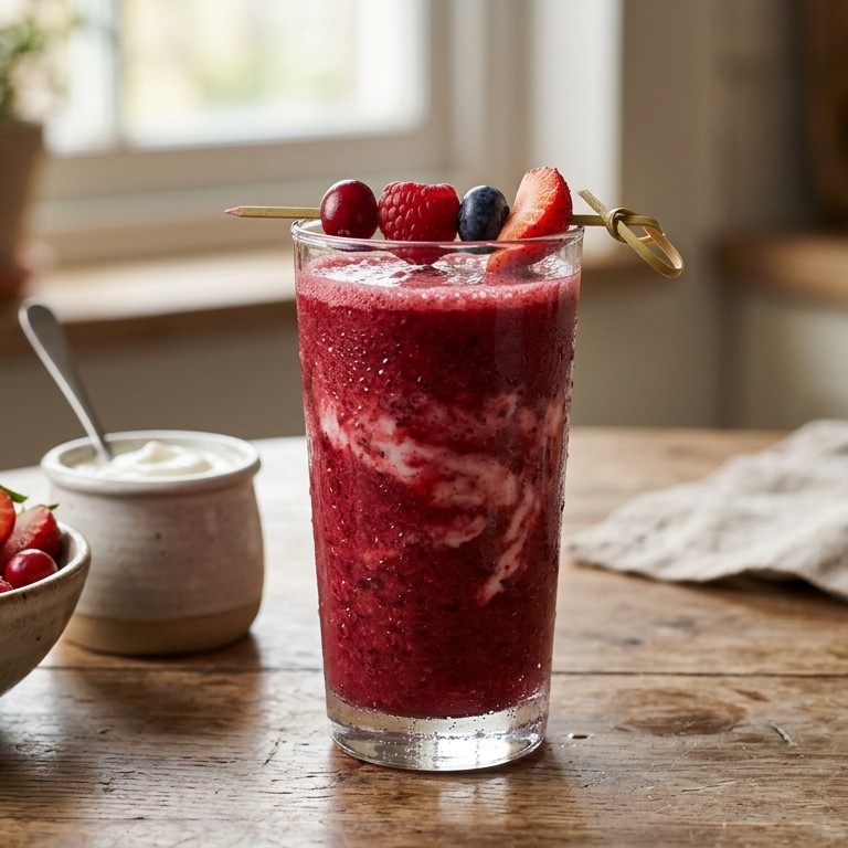 Smoothie met vers fruit en cranberry sap