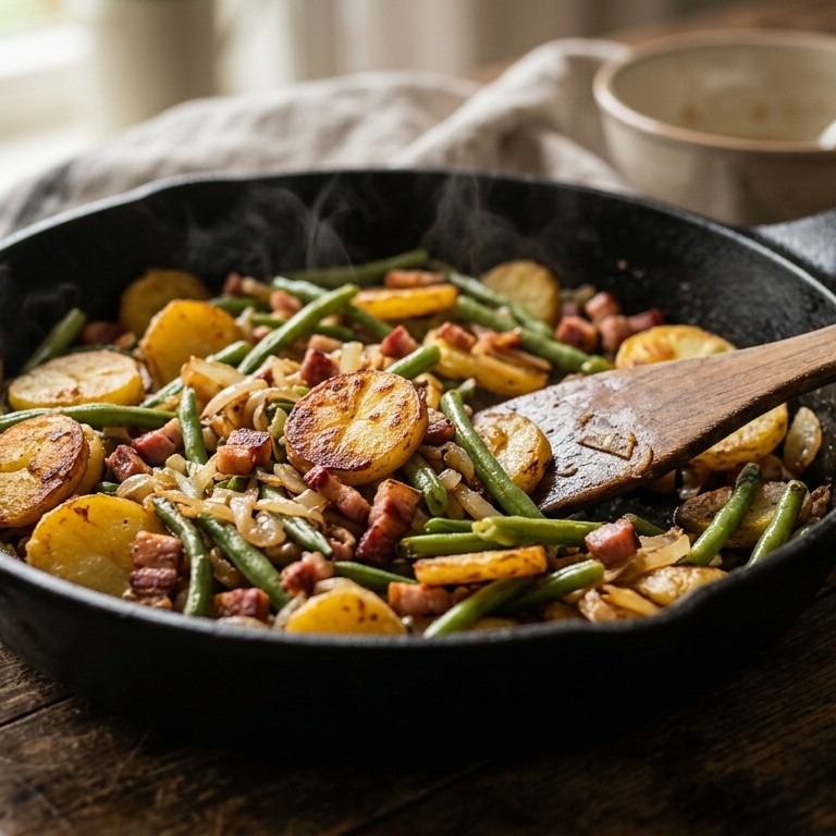 Smulpannetje van restjes boontjes/aardappelen
