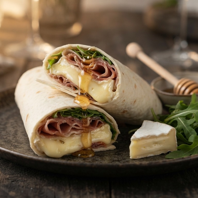 Snackwrap met brie en rauwe ham