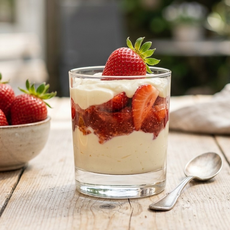 Snel dessert met aardbeien