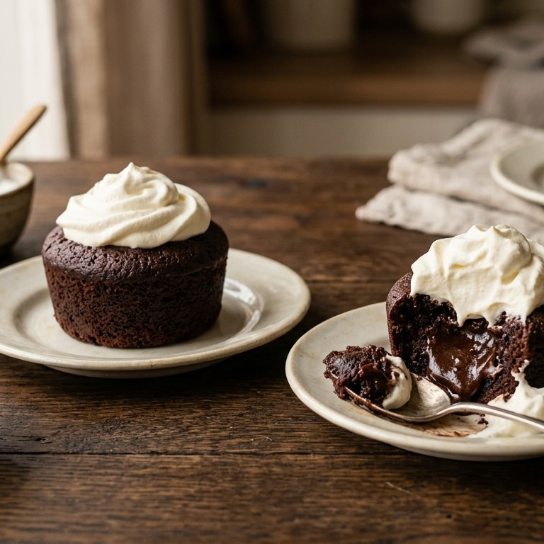 Snelle chocoladepudding met slagroom