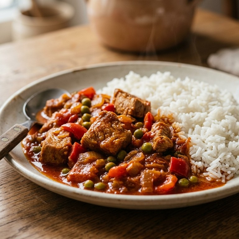 Snelle goulash met rijst