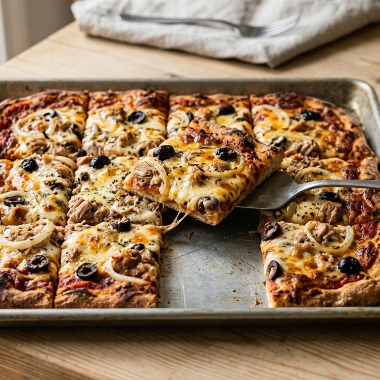 Snelle pizza met tonijn en ui