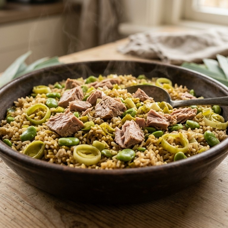Snelle rijstschotel met tonijn