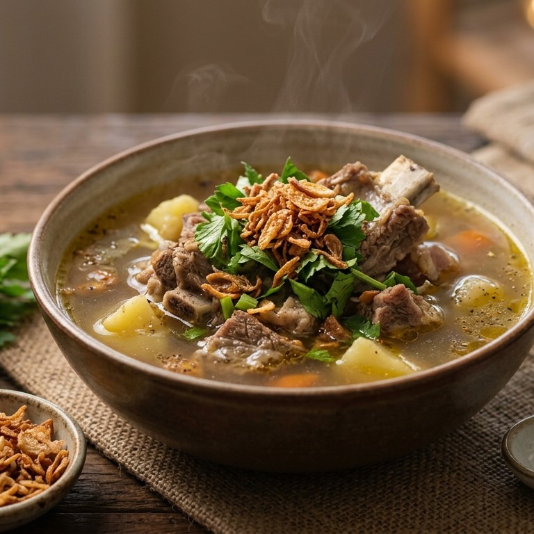 Sop kambing (soep van geitenribben)