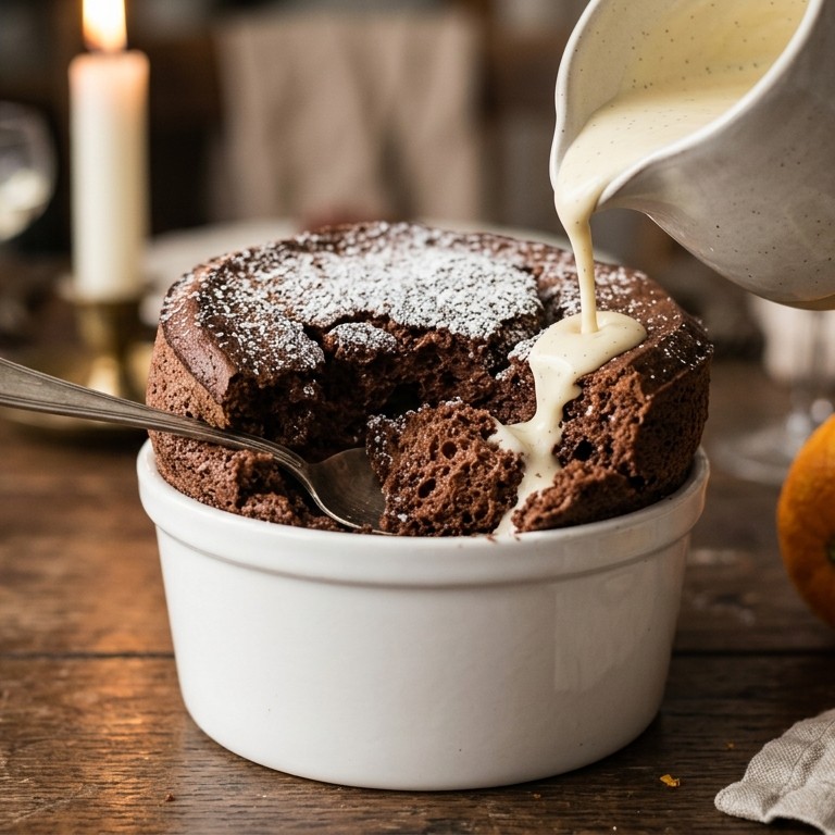 Soufflé met vanillesaus