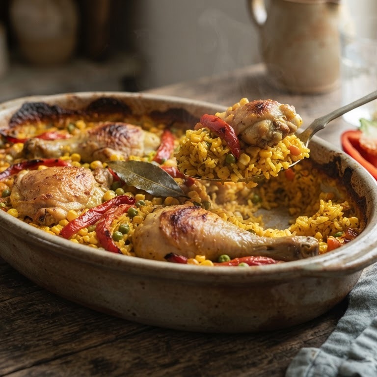 Spaanse rijst en kip uit de oven