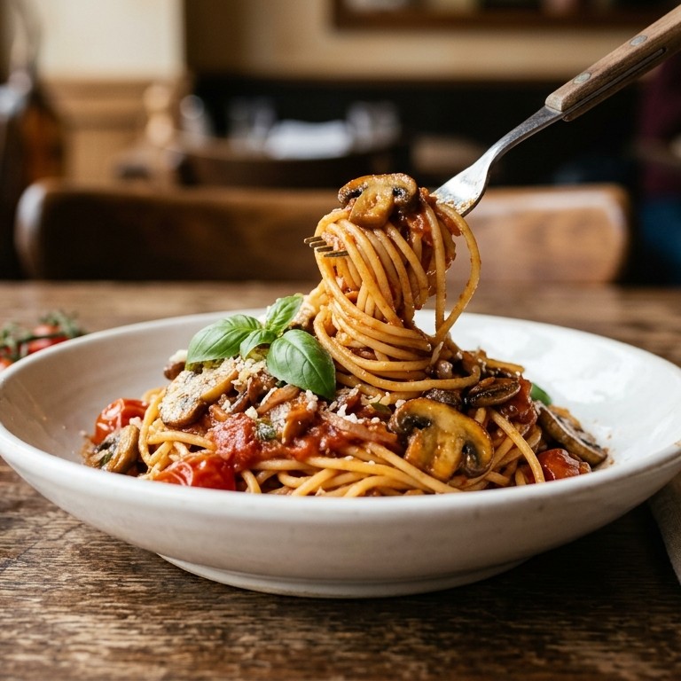 Spaghetti alla Caruso (spaghetti met sjalotten-tomatensaus)